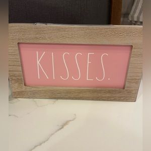 Rae Dunn pink kisses wood sign nwt new home decor